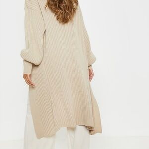 PrettyLittleThing Tan Ribbed Cardigan